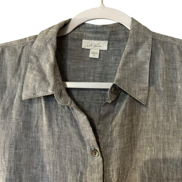J. Jill Love Linen Blouse Tunic 100% Linen Heather Gray SZ Med Office Preppy - Picture 3 of 10